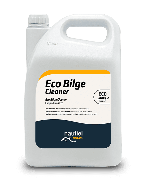 A bottle of Nautiel's Eco bilge cleaner